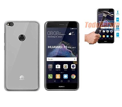 Todobarato24h Funda TPU Lisa Compatible con Huawei P8 Lite 2017 5.2 (4G) Blanca + Protector DE Cristal Templado