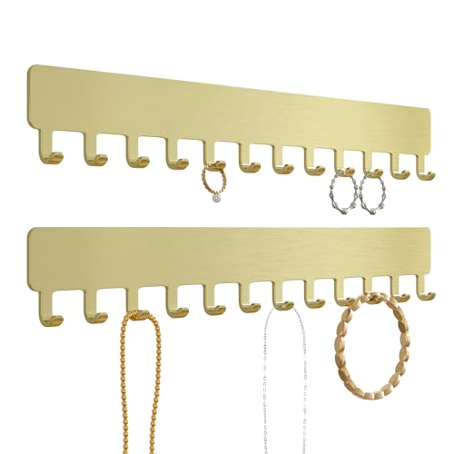 Organizador de joyas para colgar en la pared: soporte para cadenas, colgador de cadenas, soporte para joyas para colgar en la pared, dorado, 2 unidades
