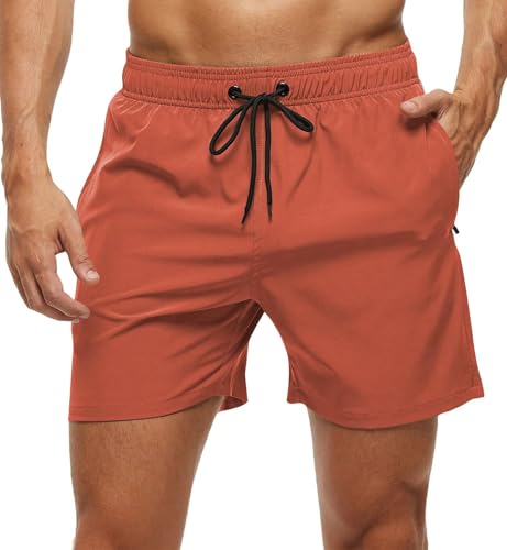 Image of Tyhengta Men's Swim Trunks Quick Dry Beach Shorts with Zipper Pockets and Mesh Lining