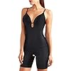 Irisnaya Women Shapewear Bodysuit Tummy Control Body Shaper Spaghetti Strap Bra Top Bodycon Romper Butt lifter Short Jumpsuit (X-Large, Black)