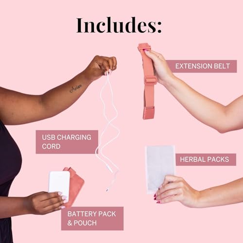 Image of Pixie Period Heating Pad for Cramps - Wearable Cordless Graphene Heat Belt - 3 Heat Settings - Vibration Massage - Discreet - Adjustable Fit - Rechargeable - FSA Eligible and HSA Eligible - Pink
