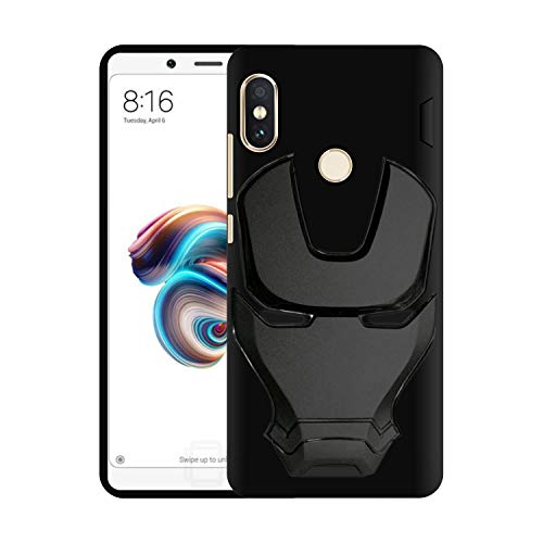 Image of COVERLY Official 3D Smooth Feel Avengers Logo Mask Soft Rugged Grip Iron Man Engraved Cartoon Movie Engraved Silicone Rubber Matte Strong Back Cover for Xiaomi Redmi Note 5 Pro - Black
