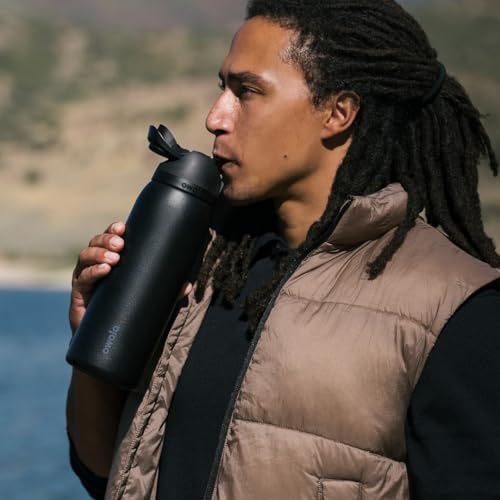 Image of Owala FreeSip Insulated Stainless Steel Water Bottle with Straw, BPA-Free Sports Water Bottle, Great for Travel, 40 Oz, Night Safari