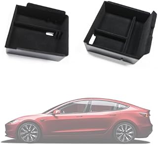 TOPABYTE Organizer konsoli środkowej do Tesla Model 3 Highland 2024, flokowana konsola środkowa, organizer do przechowywania, akcesoria Tesla Highland, 2 szt