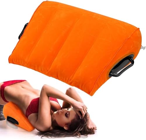 LVYIQI Almohada con Forma de triángulo Naranja con asa, cojín de posicionamiento, Almohada Inflable, cojín mágico, Soporte para el Cuerpo