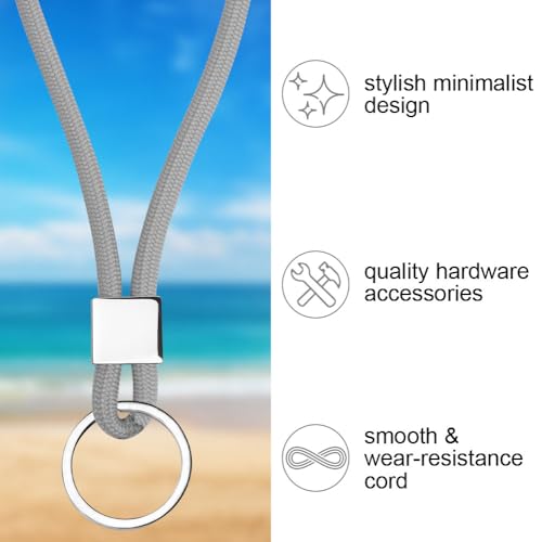 Vicloon Schlüsselband Lang, Nylon Lanyards mit karabiner, Schlüsselbänder Umhängebänder mit Drehbarem Metallclip Abnehmbare Neck Lanyard Langes Handgelenk Paracord Schlüsselanhänger(Asche)
