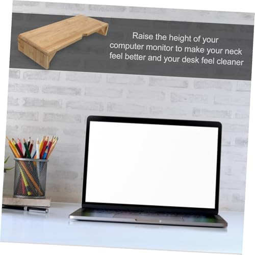 Support d'écran en bambou Toddmomy avec rangement pour bureau - 5