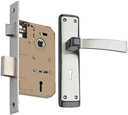 Spider Zinc Mortice Key Lock Complete Set with Black Silver Finish (ZZ16MBS + EMLS) (HSN Code:83014090)