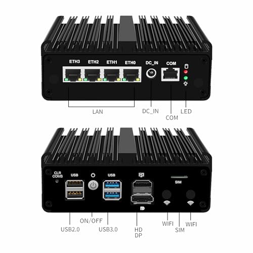 Image of Firewall Micro Appliance N100,4X i226-V 2.5G Fanless Mini PC,4*USB,HDMI,DP,1*RJ45 COM,WiFi Solt Industrial PC,8GB DDR5 128GB SSD