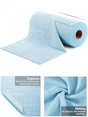 Image of 20-Count Microfiber Cleaning Cloth Multipurpose Cleaning Cloth Roll Pre-Cut Tear Away Microfiber Cleaning Cloth Roll Kitchen Cloth for Cleaning Highly Absorbent Reusable(Pack of-1) (Blue)