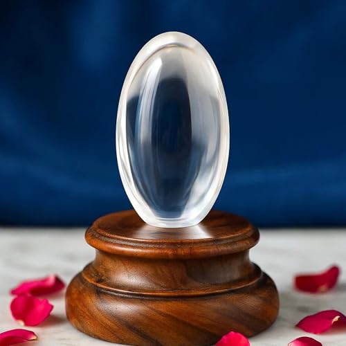 Image of Certified Sphatik Lingam | AAA Grade Clear Quartz Crystal Spatika Shivling | with Pure Ganga Jal & Chandan | Ideal for Puja, Meditation & Maha Shivratri (10-20 Gram)