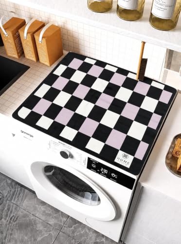 Image of Homecloud Non-Slip Washing Machine Mat - Durable Waterproof Protective Cover for Washer & Dryer, Dust-Resistant Mat Ideal for Laundry Room & Kitchen Appliances (Black Grey)