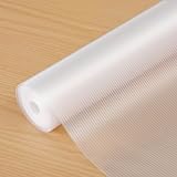 wohomuke シェルフライナー 17インチ x 20フィート キッチンキャビネット用 ノンスティックシェルフ裏地 引き出しマット EVAプロテクター 食器棚用 (クリアリブ、17インチ x 20フィート)