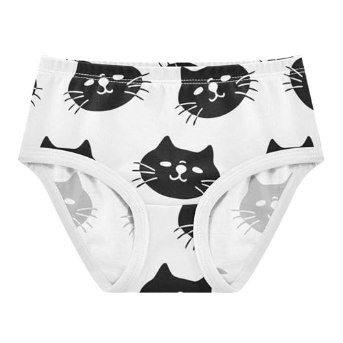 Black Cartoon Cat Heads White Toddlers Underwear Floral 2t Cotton Girl Panties Cute Durable Briefs Kids Undies