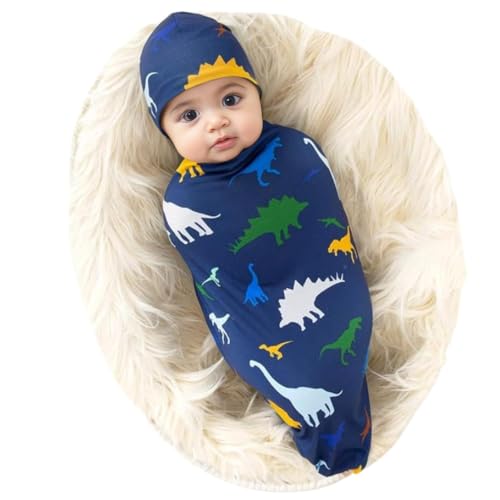 Image of Galabloomer Newborn Receiving Blanket Headband Set Baby Flower Swaddle