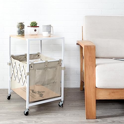 Panier à linge en toile à roulettes pour en finir avec le désordre et le linge lourd