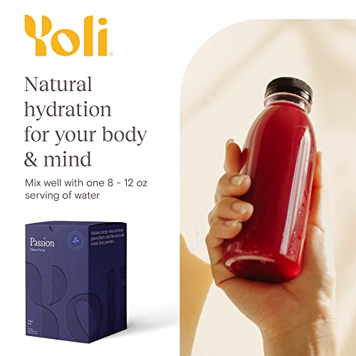 Image of Yoli Passion Energy Powder Mix, Grape Acai, Sugar-Free, 30 Packets Box | Sugar-free grape acai energy drink mix with green tea and guarana for endurance, stamina, and daily performance support.