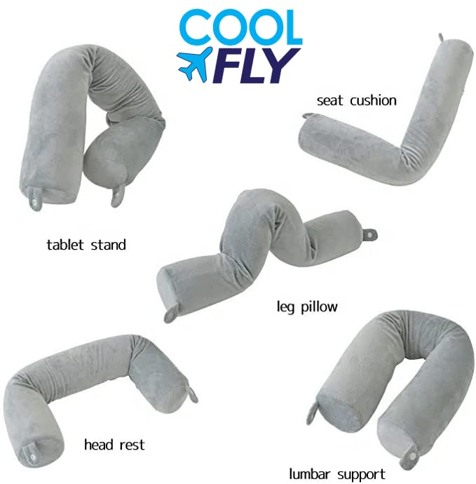 Almohada de viaje de espuma viscoelástica gris claro miniatura 5