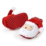 GDSDYM Baby Christmas Booties Cozy Slippers Soft Baby Shoes Winter Warm Infant Newborn Crib Sock Shoes First Walkers Red 12-18 Months