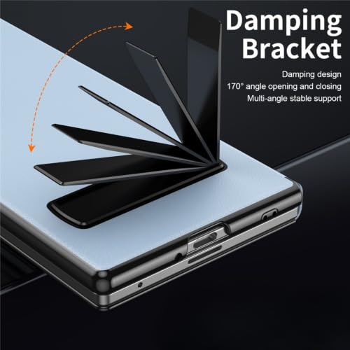 Image of TechTrendz for Samsung Galaxy Z Fold 8 Ultra Magnetic Flip Folding Case, Multi-Angle Bracket, Full Body Hinge Protective Slim Cover, Business Leather Cover for Fold 8 Ultra Back Cover (Pale Blue)