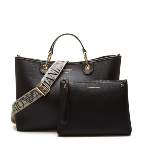 Emporio Armani Shopper, My Bag, Kunstleder, Öko, Hirschleder-Effekt, Y3D165, YFO5B, Maße: 37 x 27 x 15 cm., Schwarz , Einheitsgröße