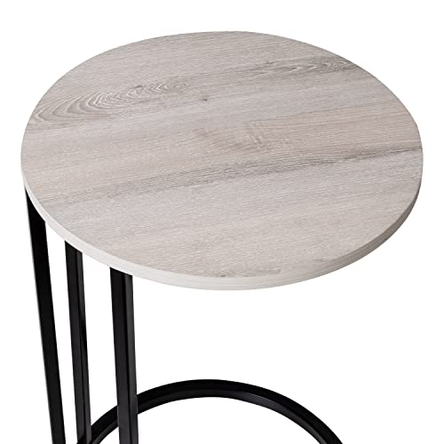 Honey-Can-Do Round C End Table, Natural Tbl-09246 Black #TOP2