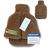 belund. Bolsa de agua caliente premium para pies con funda de felpa, supersuave y acogedora (caramelo)
