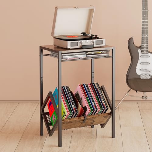 La mejor comparación de Estanterías para CDs los mejores 5. 47 GILLAS Mueble para Tocadiscos, Organizador de Reproductor de Discos, Mueble para Vinilos, Mesa Soporte para Tocadiscos Álbumes, Libros, Organizador Porta de Discos de Vinilo...