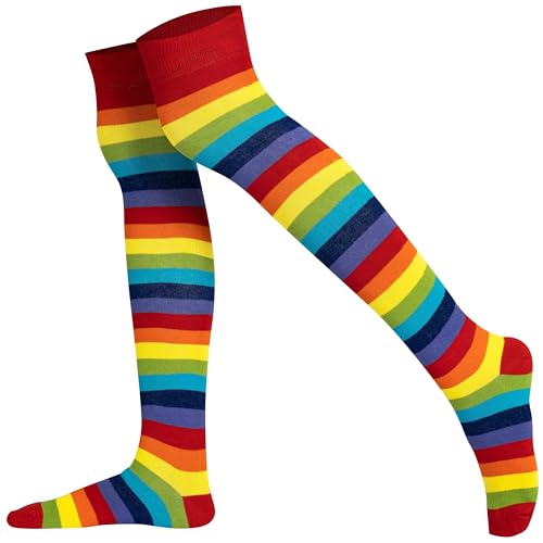 Image of Mysocks Unisex Over the Knee Socks | Stripe Design| Combed Cotton| Hand Linked Toe | Soft Latex Band