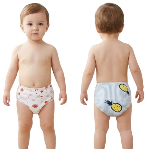 Image of Bembika Baby Training Pant Soft Cotton Reusable Potty Training Pants For Kids Leak-Resistant, Padded Underwear For Babies To Support Diaper Free Transition (L Size For 18-24 Months Pack Of 2)