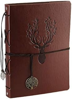 RECUTMS Photo Album Scrapbook Vintage Leather Cover 60 Pages Premium Black Paper Memory Book,Children Back to School Gifts,Wedding Anniversary Presents, Birthday Gifts,funny gifts for friends (Deer)