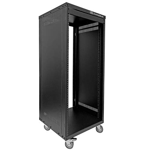 AxcessAbles 22U 19-Inch Rolling IT Server Rack 550LB Heavy Duty Open Frame with Removable Side...