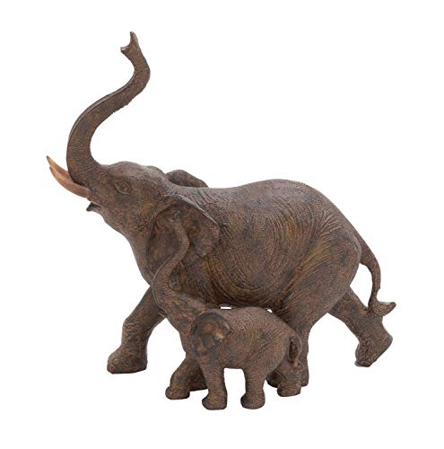 Deco 79 Polystone Elephant Sculpture, 11" X 5" X 11", Brown #TOP9