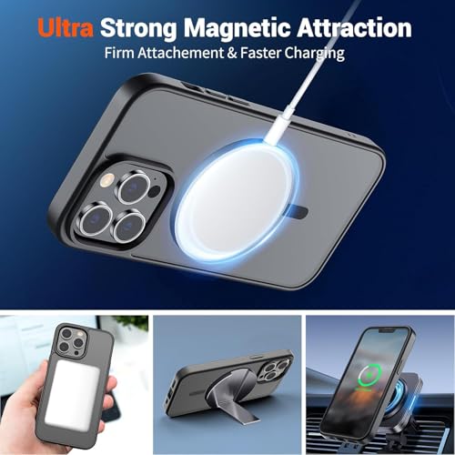 Image of iPhone 13 Pro Max Magsafe Hard Back Case | Matte Design & 360 Protection | Military-Grade Apple iPhone 13 Pro Max Cover | Strong Magnet Back - Black