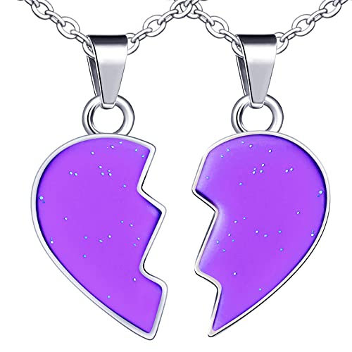 INFINIONLY Collier Combinaison de Cœur pour Femme Homme Collier Médaillon en Acier Inoxydable Pendentif d'Humeur Changeant de Couleur Enfant Collier de...
