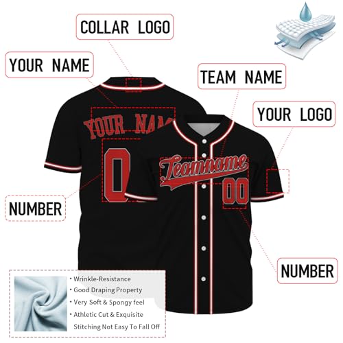 Custom Baseball Jersey Personalized Baseball Jersey with Button Plackets Short Sleeve for Baseball Games and Practice miniatura 4