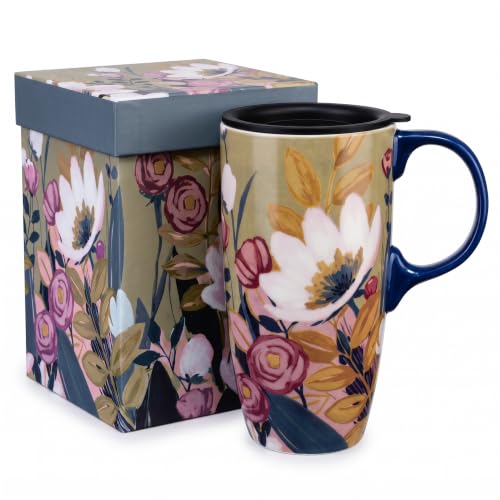 Topadorn 17oz Ceramic Travel Mug with Lid & Gift Box
