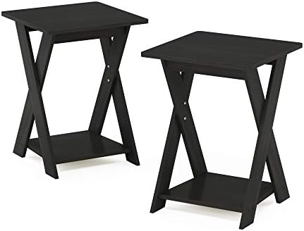 FURINNO Modern Simplistic End Table Set, 2-Pack, Espresso