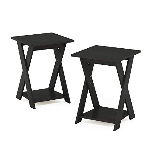 FURINNO Modern Simplistic End Table Set, 2-Pack, Espresso