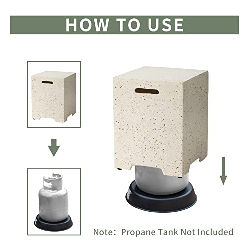 COSIEST 2-Piece Outdoor Propane Fire Pit Table Set w Tank Table, 28" Terrazzo Round Fire Table (Certified, 40,000 BTU) w 16" Tank Cover Side Table 20lb, Waterproof Cover for Garden, Pool, Backyard