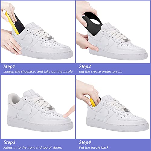 2023 Upgraded Shoe Crease Protector For Jordans Air Force 1 Dunks Low/High - 4 Pairs Gorygold Sneaker Crease Stopper Insert Guard For Men Women Youth Kids (Size L 9-15, White+Black) #TOP5