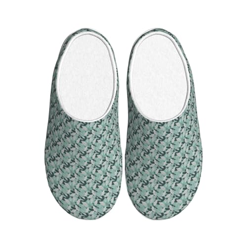 Pantoufles anti-fatigue avec imprimé feuilles gris menthe