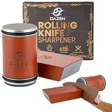 DAZEN Rolling Knife Sharpener Kit – Durable Knife Sharpening System – 15° and 20° Magnetic Angle – Diamond & Ceramic Honing Discs – Elegant Gift for Chefs & Cooks – Suitable for Kitchen Knives
