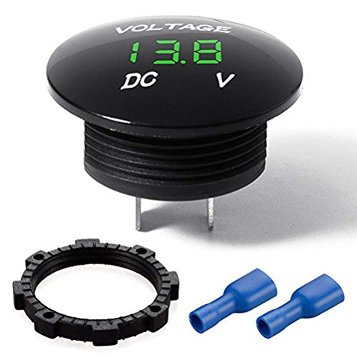 popluxy 電圧計 バイク12v/24v 車 電圧計 丸型埋め込み型 DC 超ミニ 車用オートバイの 電圧計 LED デジタル 表示 防水 電圧計 ディスプレイパネル 自動車オートバイ用