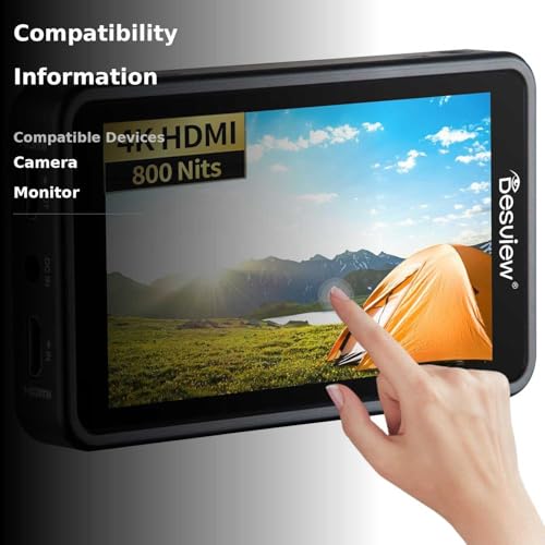 Desview R5II Camera Monitor, 5.5 inch High Brightness Touch Screen Field Monitor with 3D Lut Full HD 1920x1080 IPS Waveform VectorScope Peaking Focus 4K HDMI 8V DC Input Output for DSLR Camera