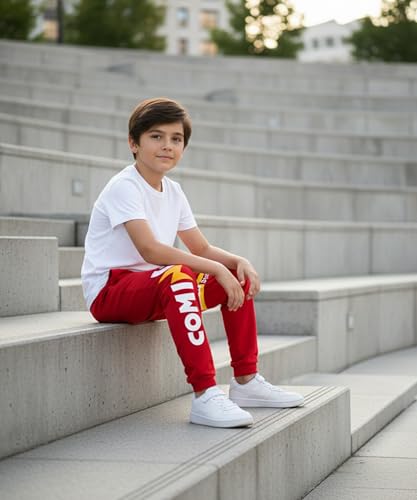 Image of KYDA KIDS 100% Cotton Track Pants for Boys | Premium Printed Soft Single Jersey Fabric | Elastic Waist Loose Fit Summer Full Length with Rib Hem (Pack of 2)
