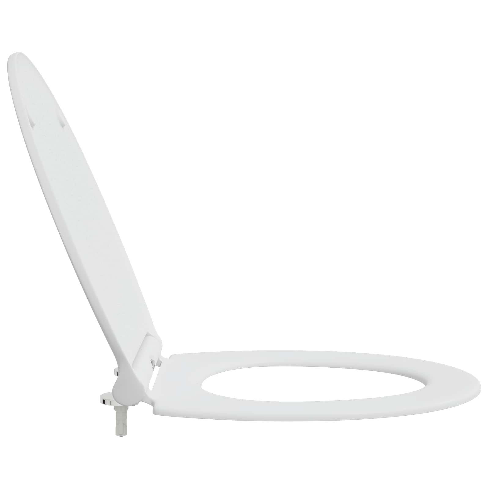 WC Sitz Toilettensitz Weiß Duroplast 45,5 x 37,5 cm Absenkautomatik Scharnier für WC Toilettendeckel Montage Innenbad Komfort Sanitärzubehör