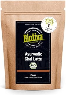 Biotiva Chai Latte 100g Organic - Spice Blend of Cinnamon, Cardamom, Cocoa (Heavily de-Oiled), Clove, Nutmeg Powder & Black Pepper - Ayuverdic Drink - no Added Sugar - Vegan