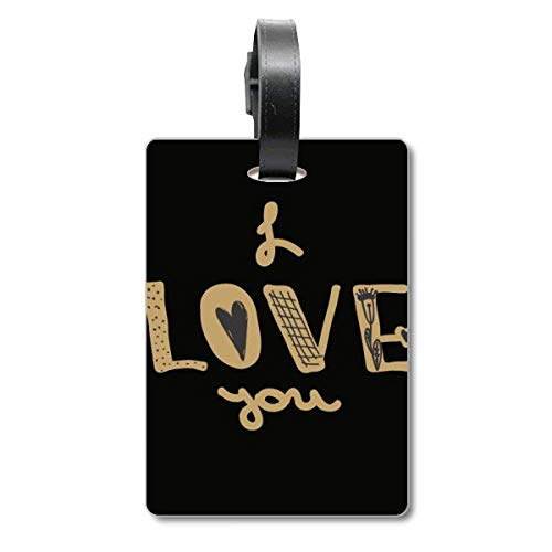 Étiquette valise voyage I Love You doré porte adresse sac voyage