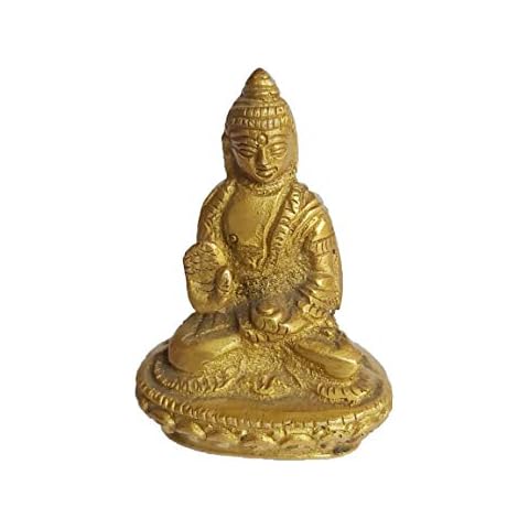 PARIJAT HANDICRAFT Brass Statue of Meditation Buddha Idol Buddhist Tibetan Home décor Religious Gift Cover